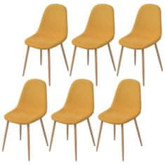 Vidaxl Jedálenské stoličky 6 ks, žlté, látka