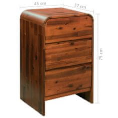 Vidaxl Zásuvková skrinka, masívne akáciové drevo, 45x37x75 cm