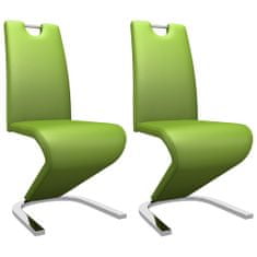 Vidaxl Jedálenské stoličky, cikcakový tvar 2 ks, zelené, umelá koža