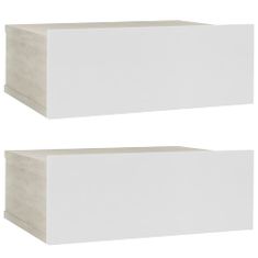Vidaxl Nástenné nočné stolíky 2ks biele a farby dubu sonoma 40x30x15 cm drevotrieska