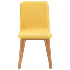 Vidaxl Jedálenské stoličky 6 ks, žlté, látka a dubový masív
