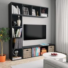 Petromila vidaXL 3-dielna knižnica/TV skrinka čierna 180x30x180 cm