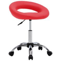 Vidaxl Pracovná stolička na kolieskach, červená, umelá koža