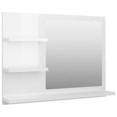 Vidaxl Kúpeľňové zrkadlo, lesklé biele 60x10,5x45 cm, drevotrieska