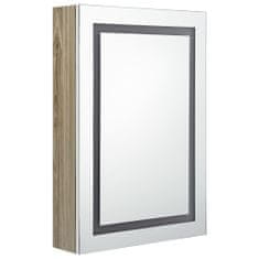 Vidaxl LED kúpeľňová zrkadlová skrinka biela a farba dubu 50x13x70 cm