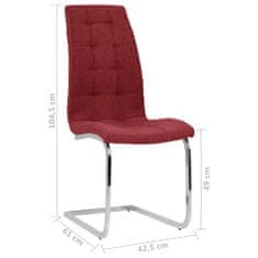 Vidaxl Jedálenské stoličky, perová kostra 6 ks, vínovočervené, látka