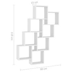 Vidaxl Nástenná polica v tvare kociek biela 90x15x119 cm drevotrieska