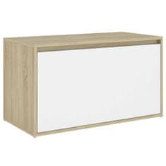 Vidaxl Lavica do chodby 80x40x45 cm biela a dub sonoma drevotrieska