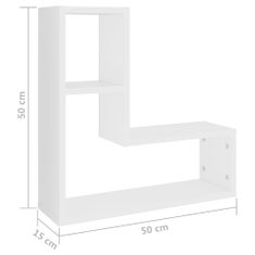 Vidaxl Nástenné police 2 ks biele 50x15x50 cm drevotrieska