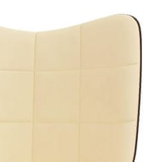 Vidaxl Relaxačné kreslo krémovo-biele zamat a PVC