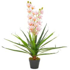 Vidaxl Umelá rastlina orchidea s kvetináčom 90 cm ružová