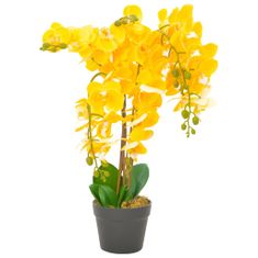 Vidaxl Umelá rastlina orchidea s kvetináčom 60 cm žltá