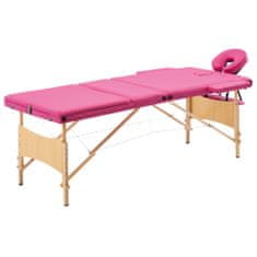 Petromila vidaXL Skladací masážny stôl, 3 zóny, drevo, ružový