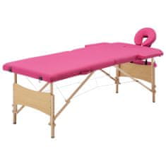 Petromila vidaXL Skladací masážny stôl, 2 zóny, drevo, ružový