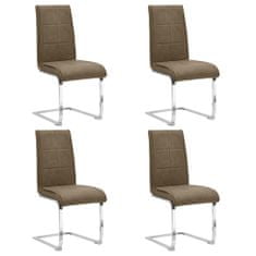 Vidaxl Jedálenské stoličky, perová kostra 4 ks, hnedé, umelá koža