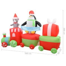 Vidaxl Vianočný nafukovací tučniak s myšou vo vlaku LED IP44 350 cm