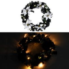 Vidaxl Vianočný veniec s LED svetlami čierny 60 cm PVC