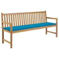 Vidaxl Záhradné lavička a modrá podložka 175 cm teakový masív
