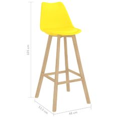 Vidaxl Barové stoličky 4 ks žlté PP a masívne bukové drevo