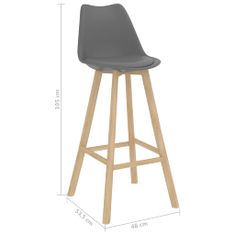 Vidaxl Barové stoličky 4 ks sivé PP a masívne bukové drevo