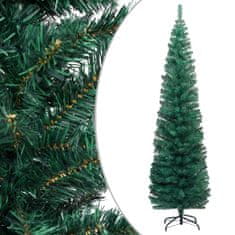 Vidaxl Úzky umelý vianočný stromček s LED a podstavcom zelený 240 cm
