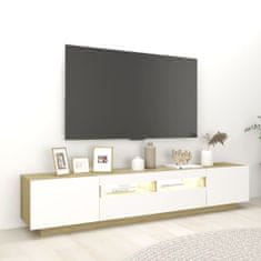 Vidaxl TV skrinka s LED svetlami biela a dub sonoma 200x35x40 cm