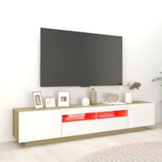 Vidaxl TV skrinka s LED svetlami biela a dub sonoma 200x35x40 cm