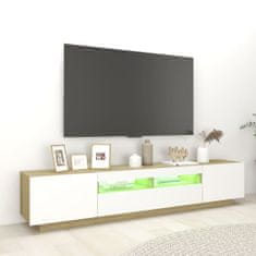 Vidaxl TV skrinka s LED svetlami biela a dub sonoma 200x35x40 cm