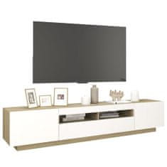 Vidaxl TV skrinka s LED svetlami biela a dub sonoma 200x35x40 cm