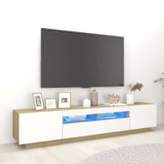 Vidaxl TV skrinka s LED svetlami biela a dub sonoma 200x35x40 cm