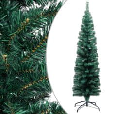 Vidaxl Úzky umelý vianočný stromček s LED a podstavcom zelený 120 cm