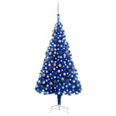 Vidaxl Umelý vianočný stromček s LED a súpravou gulí 210 cm modrý PVC