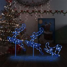 shumee Akrylový vianočný lietajúci sob so saňami 260x21x87cm modrý
