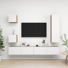 Vidaxl 5-dielna súprava TV skriniek biela a dub sonoma drevotrieska