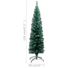 Vidaxl Úzky umelý vianočný stromček s podstavcom zelený 120 cm PVC