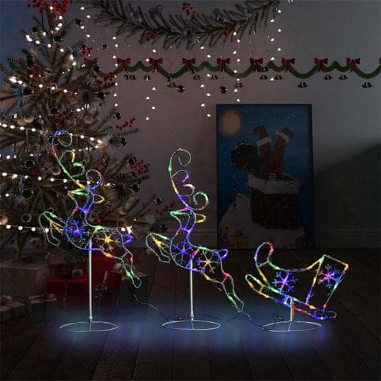 Greatstore Akrylový vianočný lietajúci sob so saňami 260x21x87cm farebný