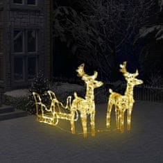 Vidaxl Vianočná dekorácia so sobmi a saňami 160 LED 130 cm akryl