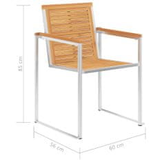 Vidaxl Záhradné stoličky 8 ks teakový masív a nehrdzavejúca oceľ