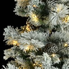 Vidaxl Vianočný stromček s vločkami, LED a šiškami 120 cm PVC a PE