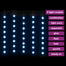 Vidaxl LED svetelný záves s hviezdami 200 LED modrý 8 funkcií