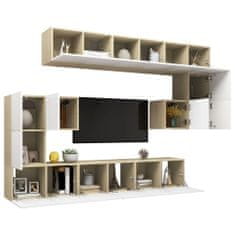 Vidaxl 10-dielna súprava TV skriniek biela a dub sonoma drevotrieska