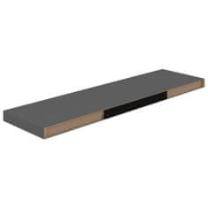 Vidaxl Plávajúce nástenné police 2 ks, lesklé sivé 90x23,5x3,8 cm, MDF