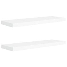 Vidaxl Plávajúce nástenné police 2 ks, biele 80x23,5x3,8 cm, MDF