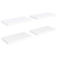 Vidaxl Plávajúce nástenné police 4 ks, biele 50x23x3,8 cm, MDF