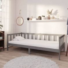 Vidaxl Denná posteľ s matracom, 90x200 cm, sivá, borovicové drevo