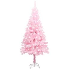 Vidaxl Umelý vianočný stromček s LED a podstavcom ružový 120 cm PVC