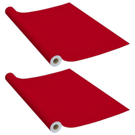 Vidaxl Samolepiace tapety na nábytok 2 ks, červené 500x90 cm, PVC