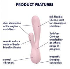 Satisfyer Mono Flex - rabbit vibrátor / ružová