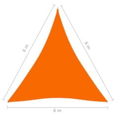 Vidaxl Tieniaca plachta oxfordská látka trojuholníková 6x6x6 m oranžová