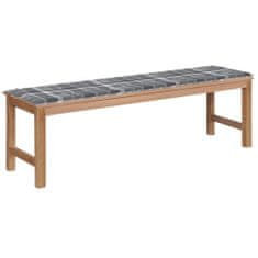 Vidaxl Záhradná lavička so sivou podložkou s kockami 150 cm tíkový masív